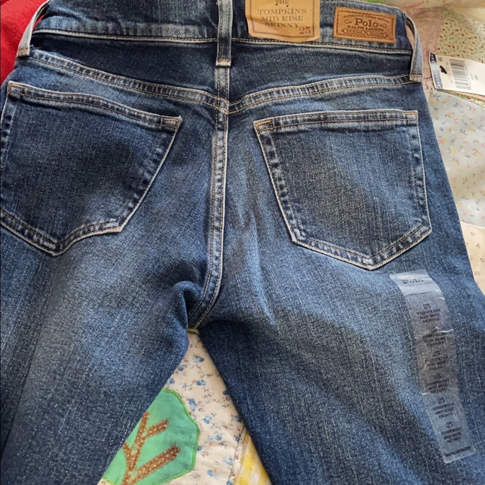 Polo Ralph Lauren, skinny jeans, medium wash.
